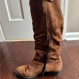 Born Brown Suede Mid-Calf Zipper Boots
